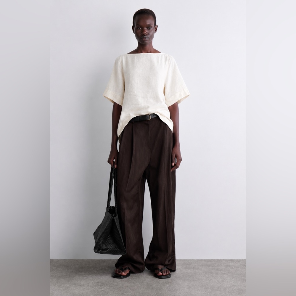 COS - 100% Hemp Boat Neck Top | Minimalist Scandinavian Style | Relaxed Fit